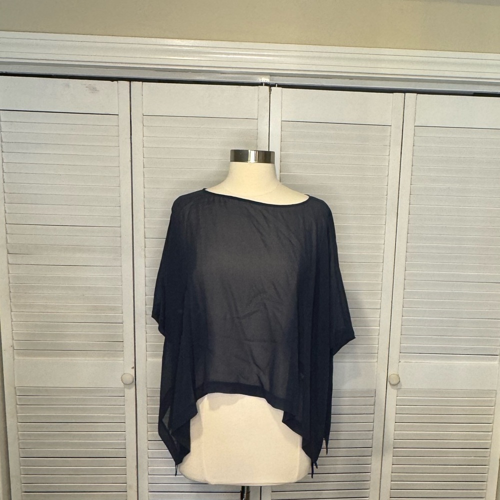 Eileen Fisher Navy Silk Poncho